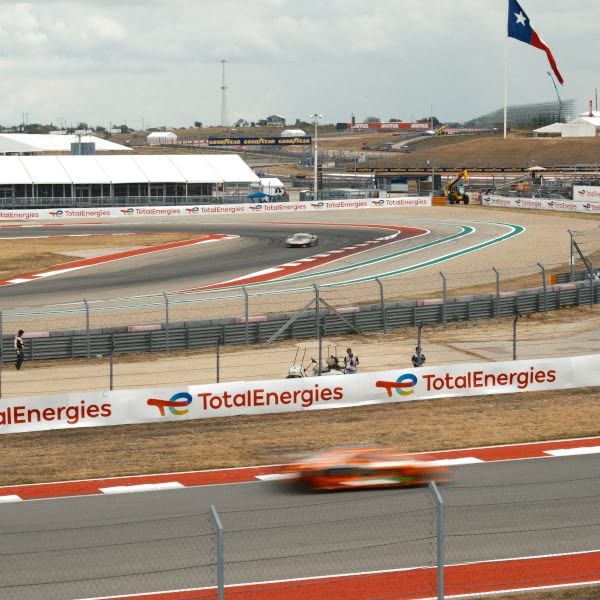A car racing on a track.