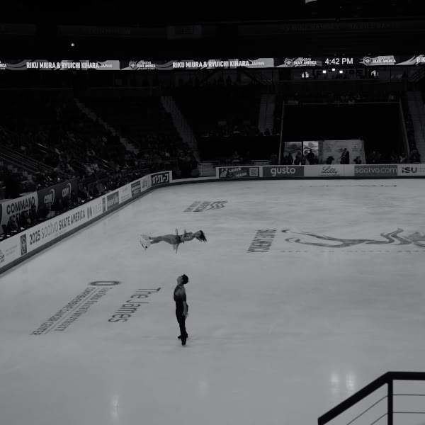 A man standing on ice.