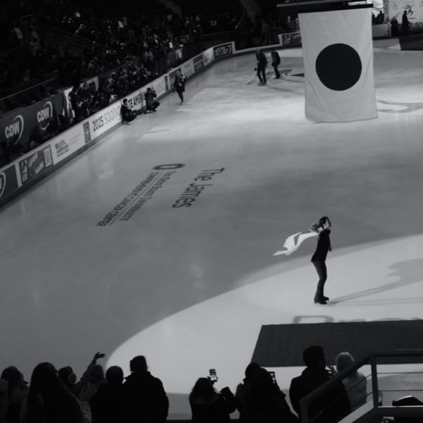 A woman skating on ice.