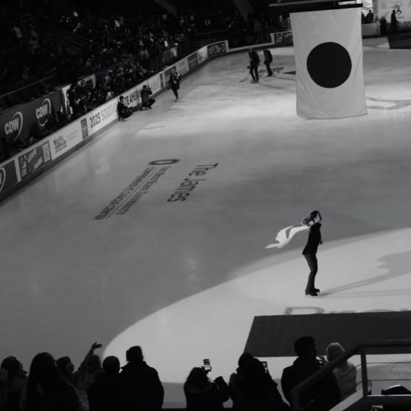 A woman skating on ice.
