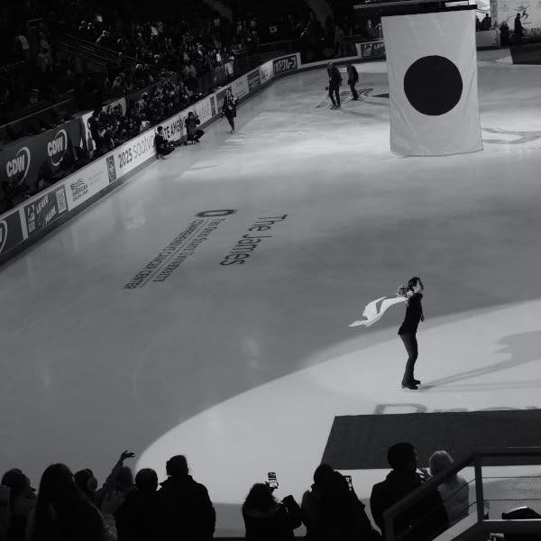 A woman skating on ice.