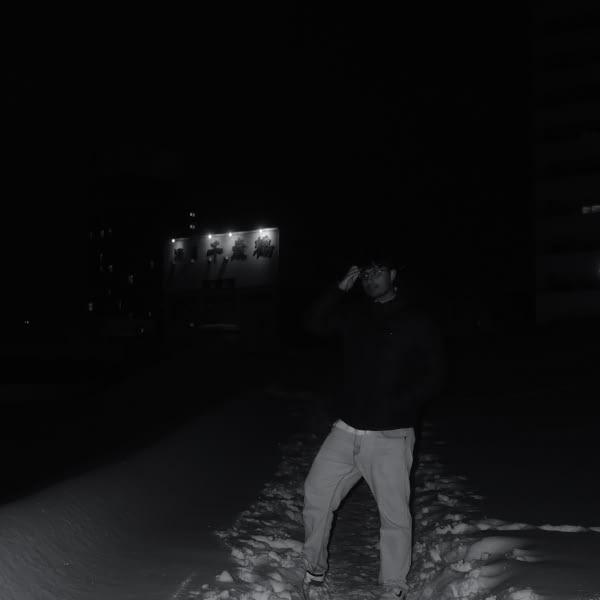 A man standing in the snow.