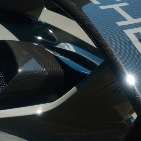 A black and white car hood.